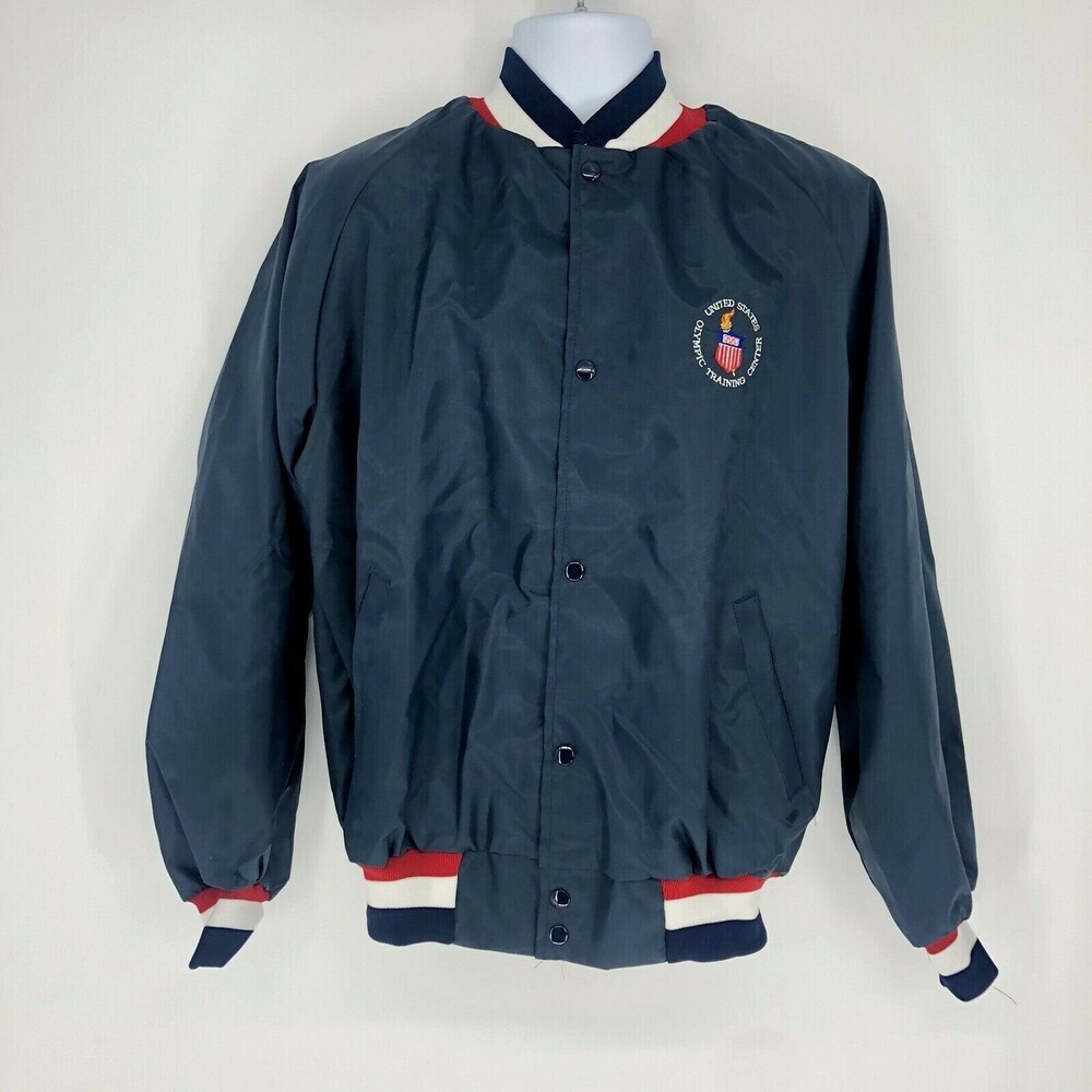 VTG Lee Western US Olympic Training All American Nylon Bomber Jacket USA Navy